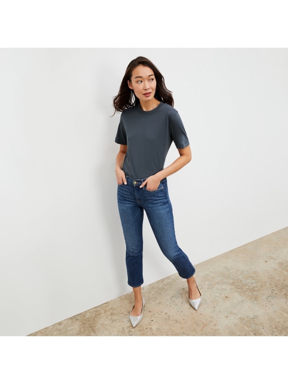 MM LaFleur Leslie T-Shirt size large nwot dark gray blue